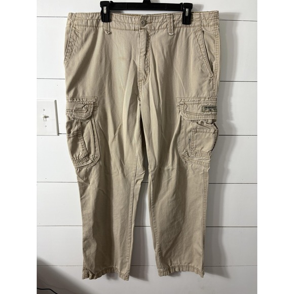Unionbay Cargo Pants Mens 36x30 Beige Utility Outdoor Pockets Relaxed Fit Casual - Picture 1 of 13